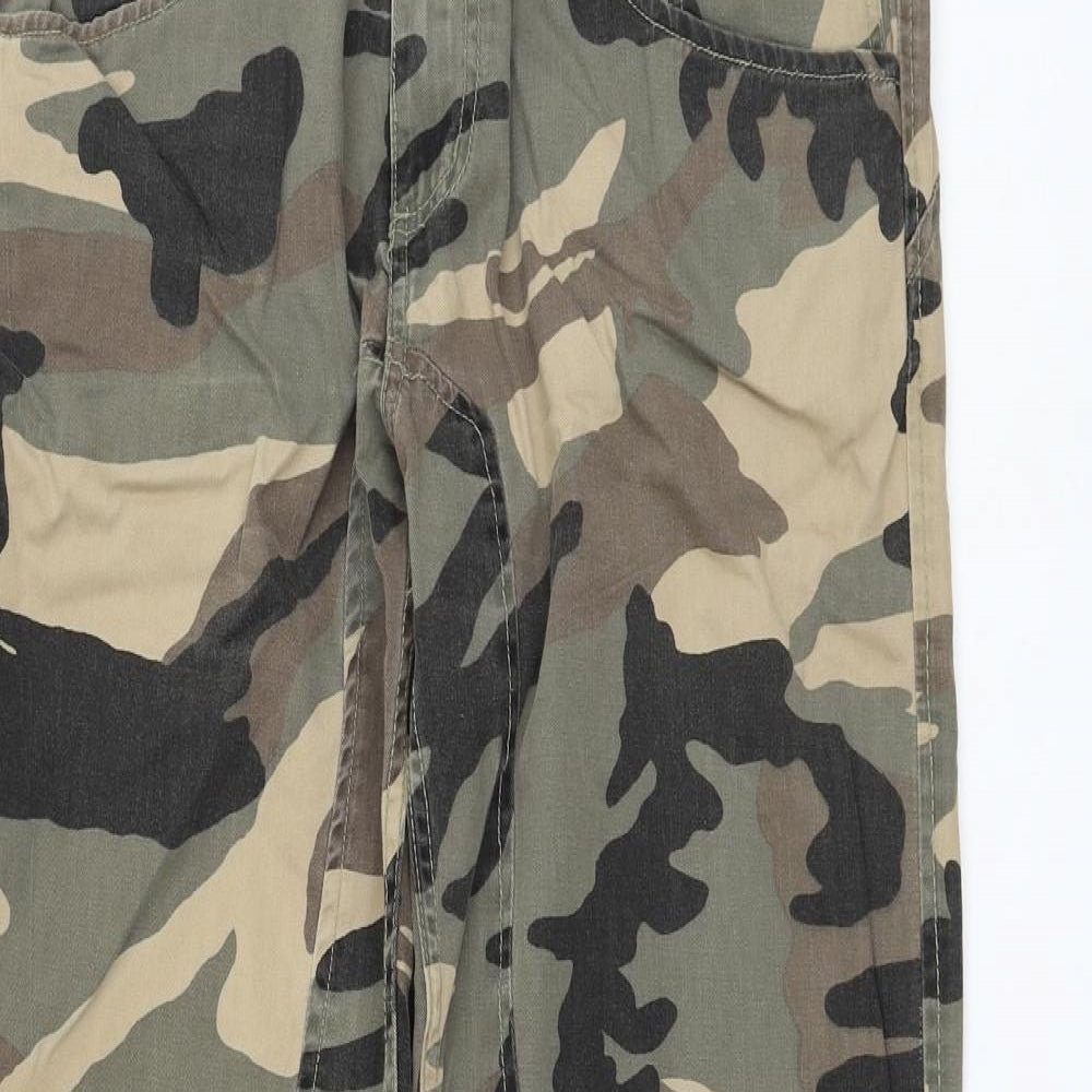 Criminal Damage Womens Green Camouflage Polyester Cargo Trousers Size 34 in L32 in Regular Zip