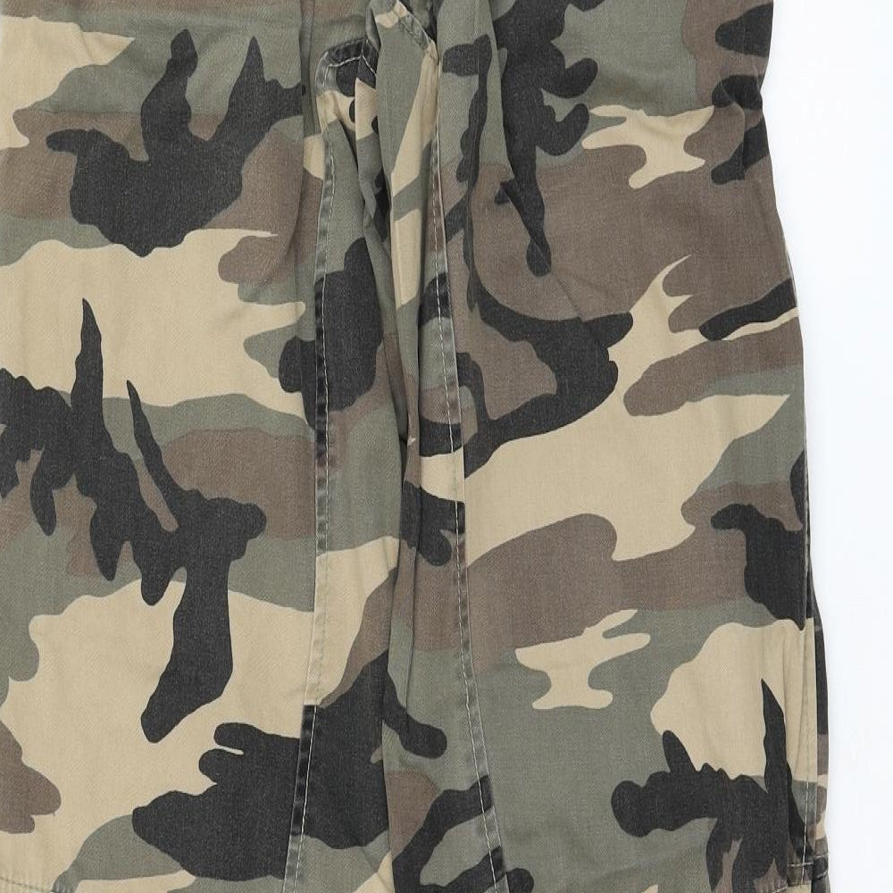Criminal Damage Womens Green Camouflage Polyester Cargo Trousers Size 34 in L32 in Regular Zip
