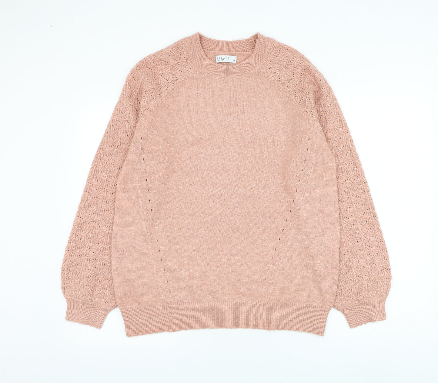 Papaya Womens Pink Round Neck Acrylic Pullover Jumper Size M
