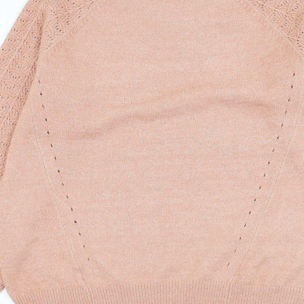 Papaya Womens Pink Round Neck Acrylic Pullover Jumper Size M