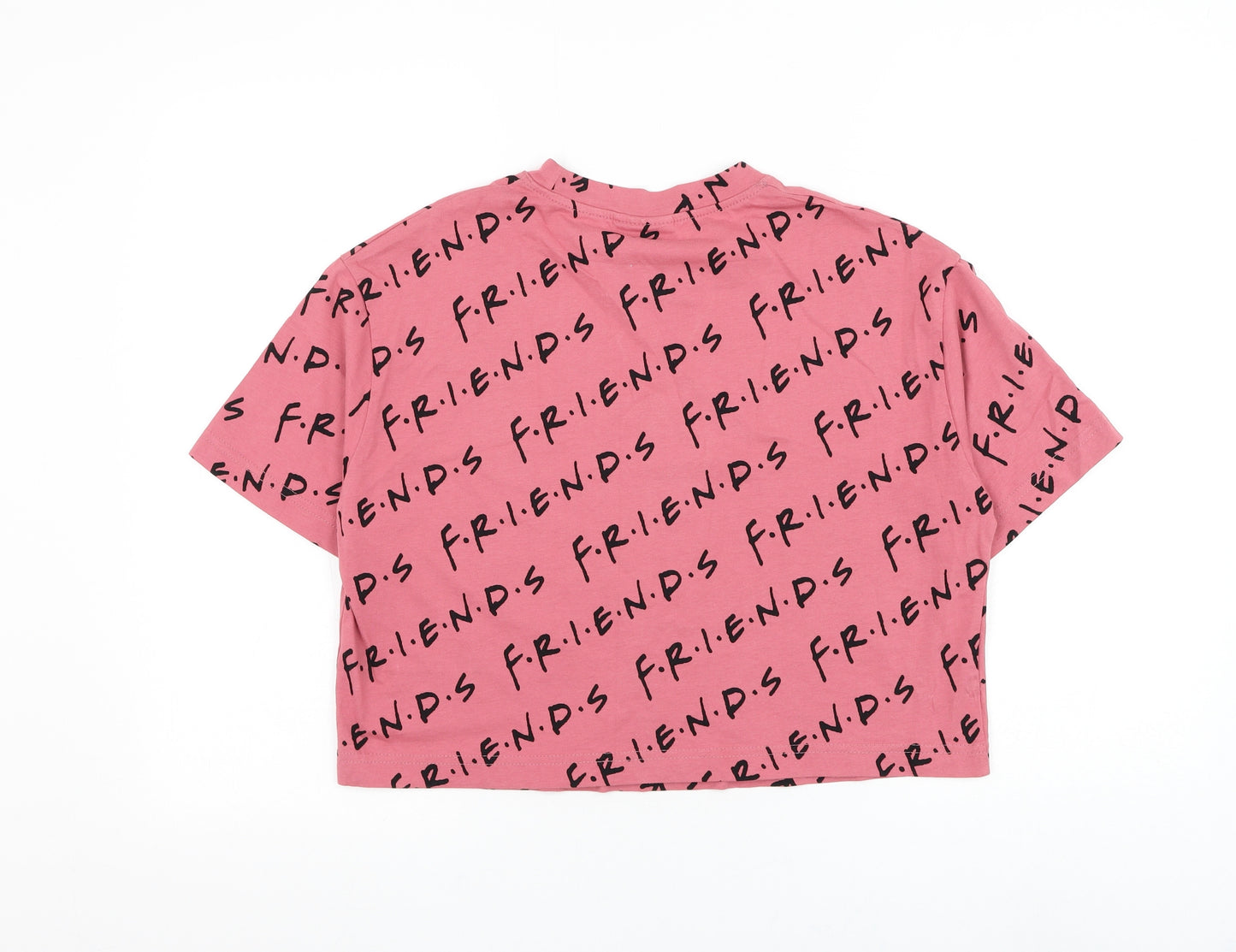 George Womens Pink Geometric Cotton Cropped T-Shirt Size 10 Round Neck - Friends