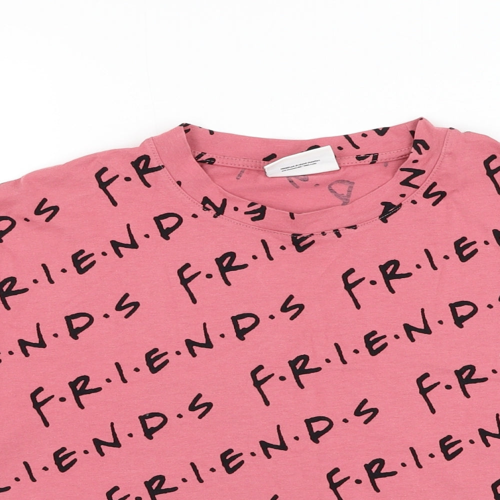 George Womens Pink Geometric Cotton Cropped T-Shirt Size 10 Round Neck - Friends
