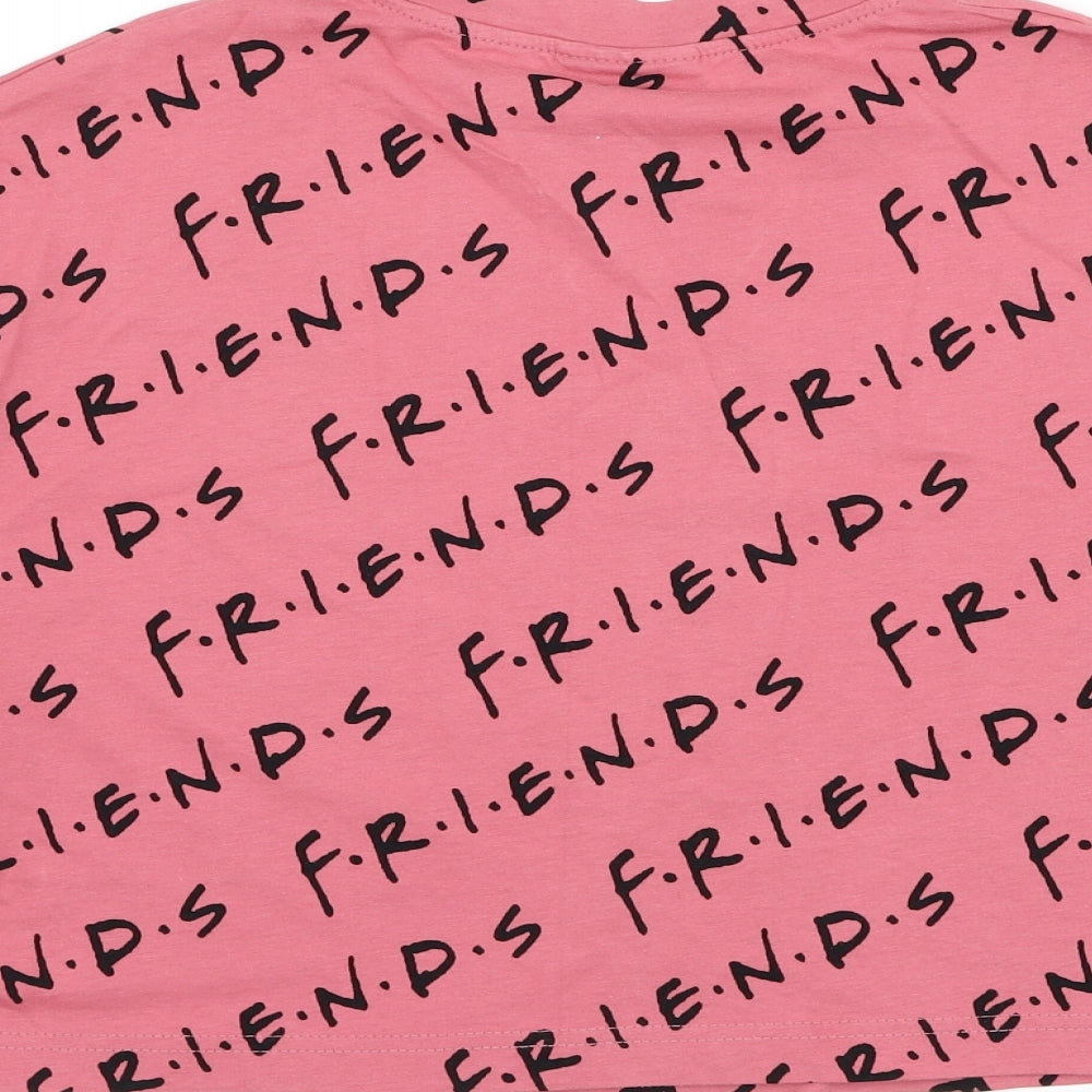 George Womens Pink Geometric Cotton Cropped T-Shirt Size 10 Round Neck - Friends