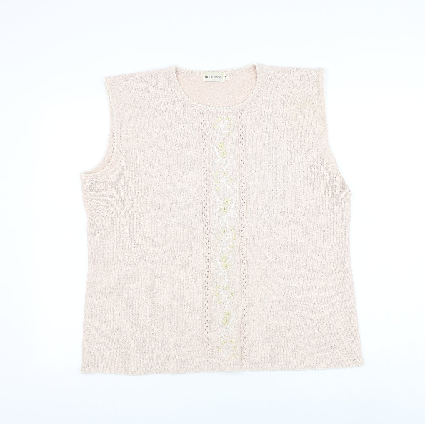 Bonmarché Womens Pink Round Neck Acrylic Pullover Jumper Size XL - Flower