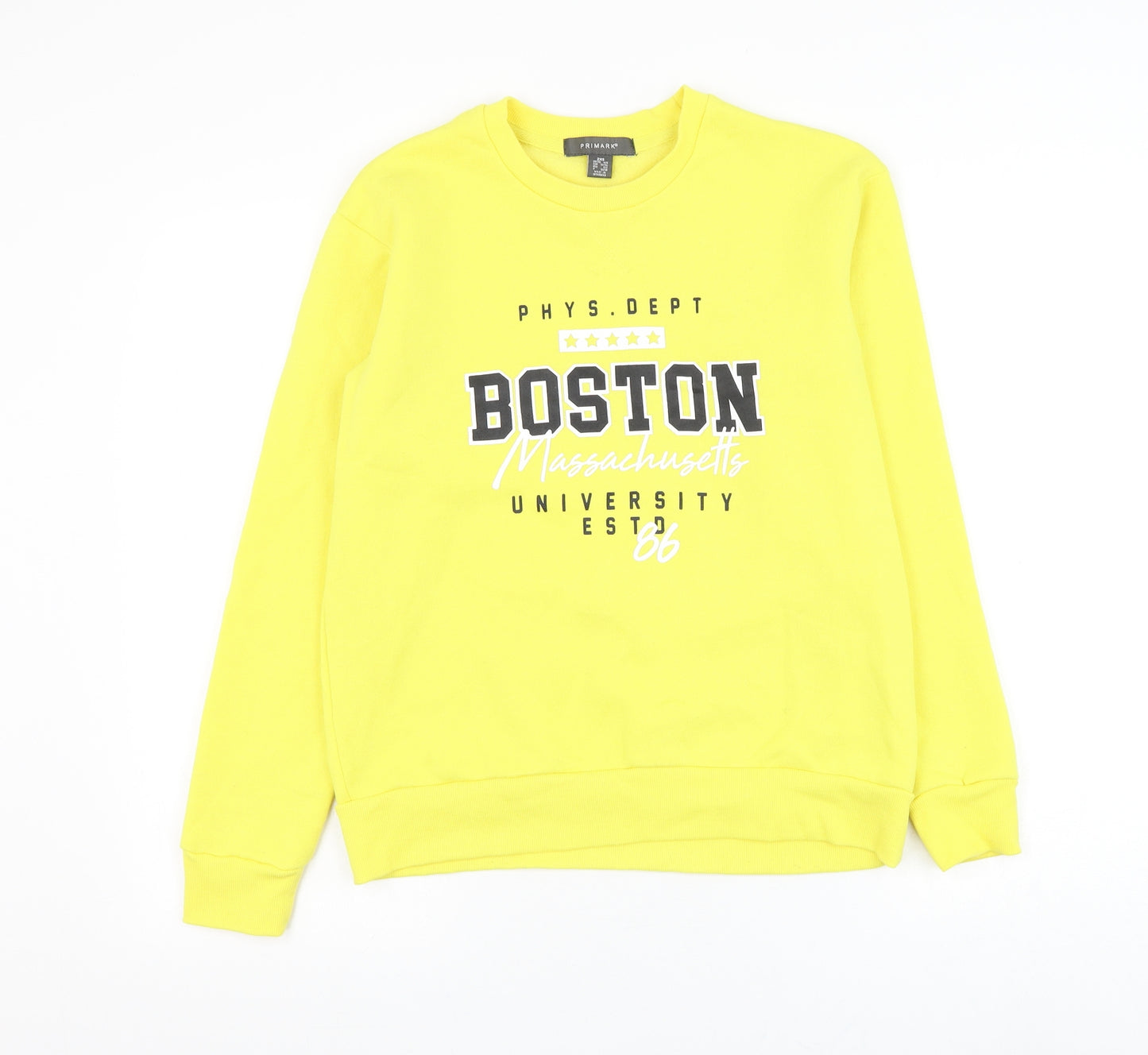 Primark Womens Yellow Polyester Pullover Sweatshirt Size 4 Pullover - Boston Massachusetts University