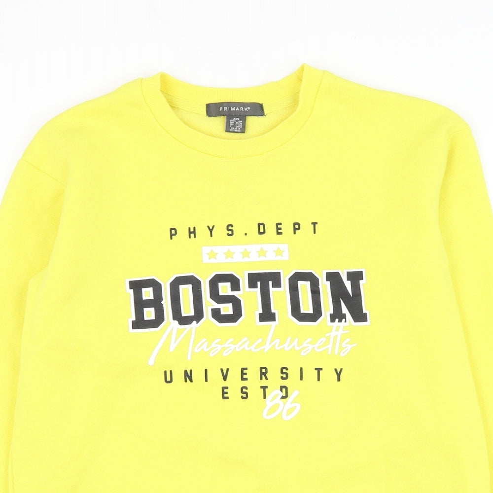 Primark Womens Yellow Polyester Pullover Sweatshirt Size 4 Pullover - Boston Massachusetts University