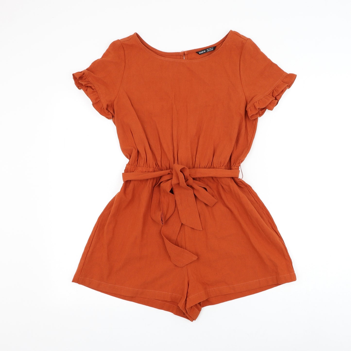 SheIn Womens Orange Cotton Playsuit One-Piece Size S Button