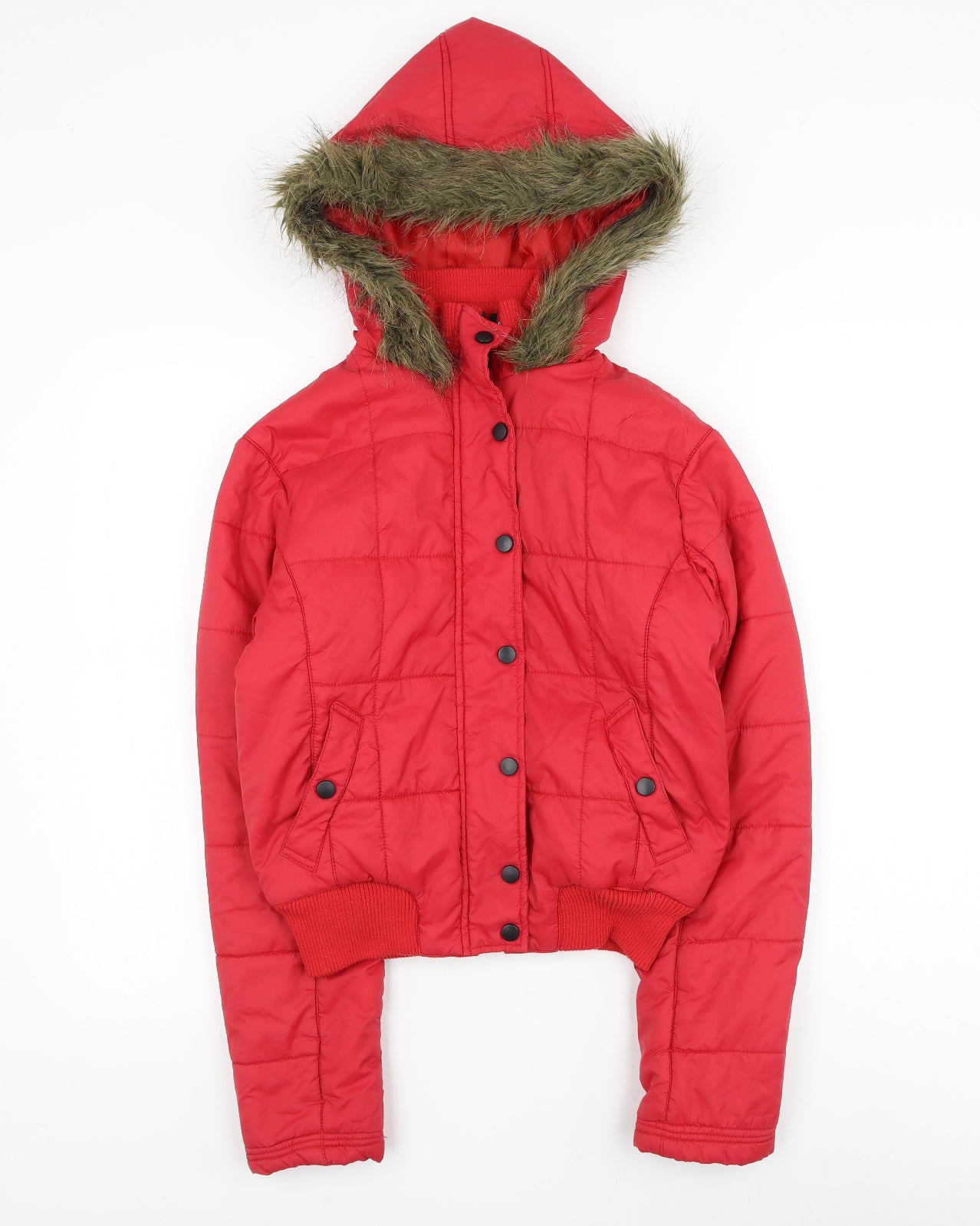 South Womens Red Quilted Coat Size 8 Zip