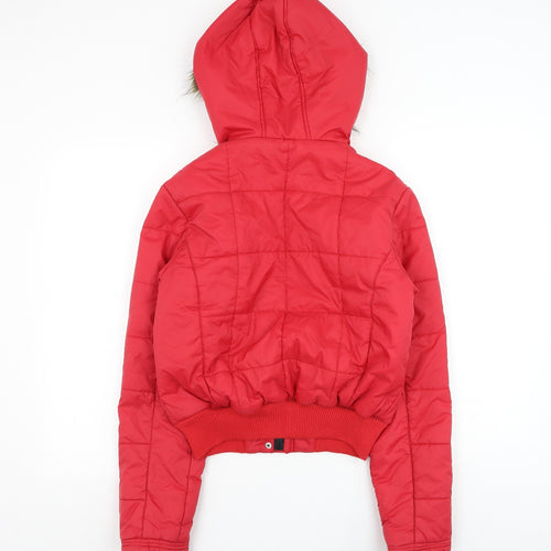 South Womens Red Quilted Coat Size 8 Zip