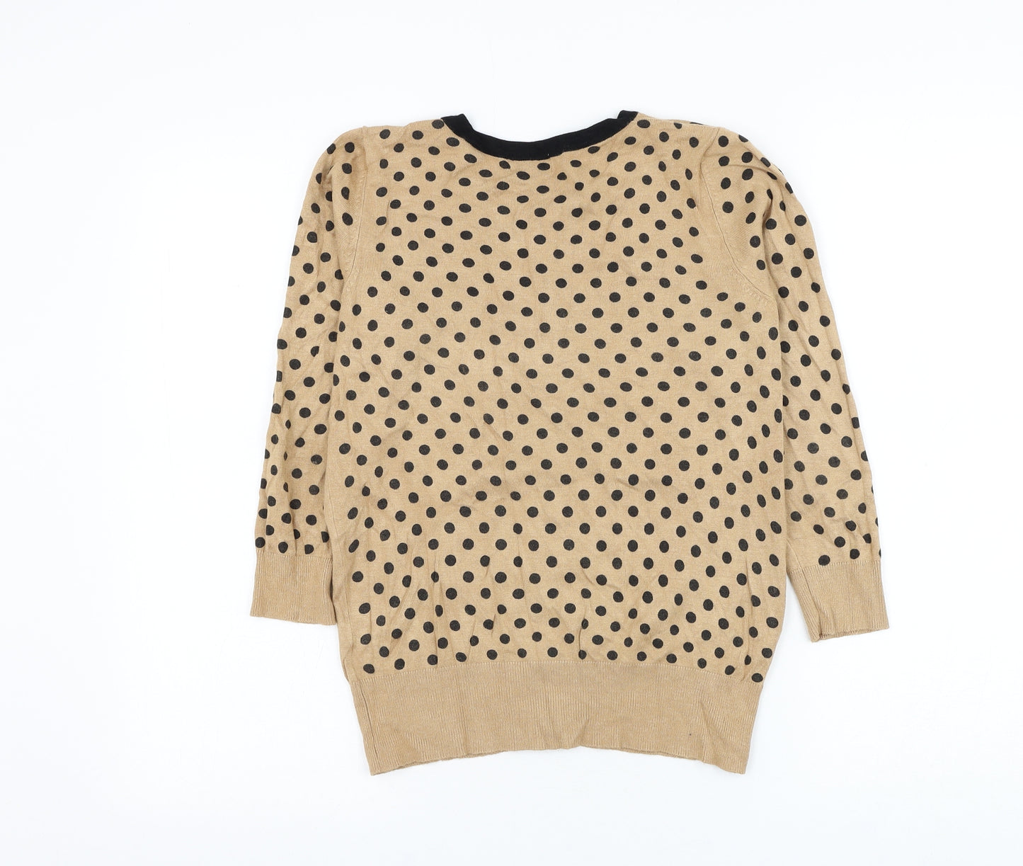 F&F Womens Brown Round Neck Polka Dot Viscose Cardigan Jumper Size 10