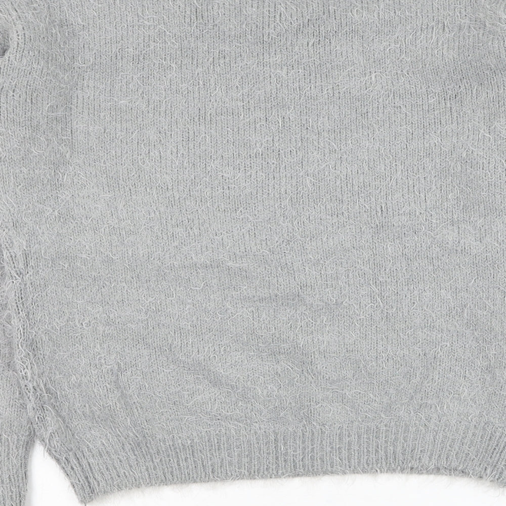 Quiz Womens Grey Round Neck Polyester Pullover Jumper Size M