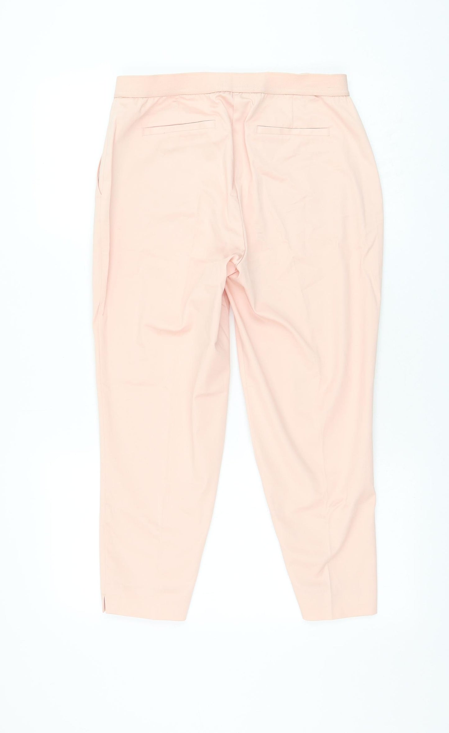 Dunnes Stores Womens Pink Cotton Cropped Trousers Size 10 L22 in Regular Zip
