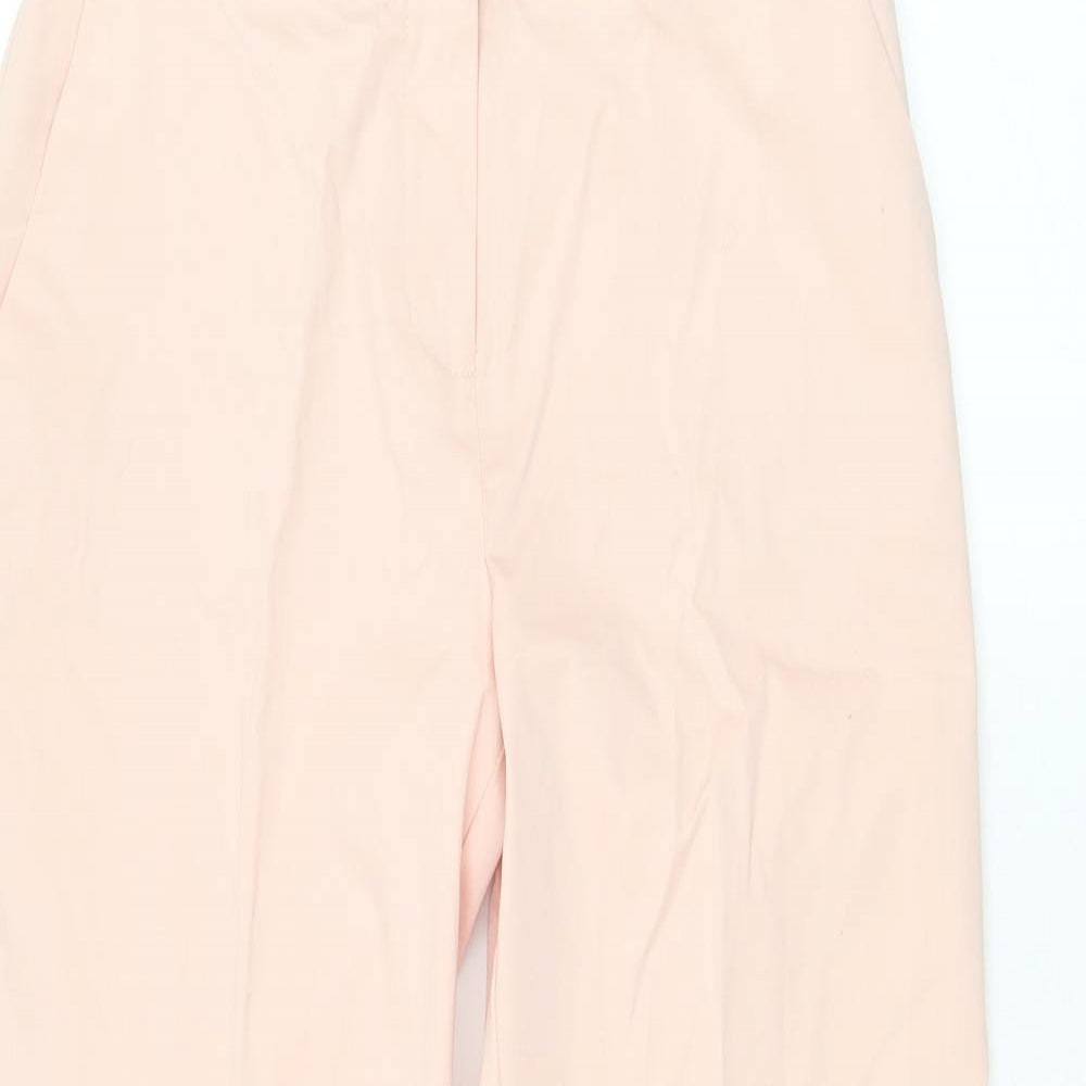 Dunnes Stores Womens Pink Cotton Cropped Trousers Size 10 L22 in Regular Zip