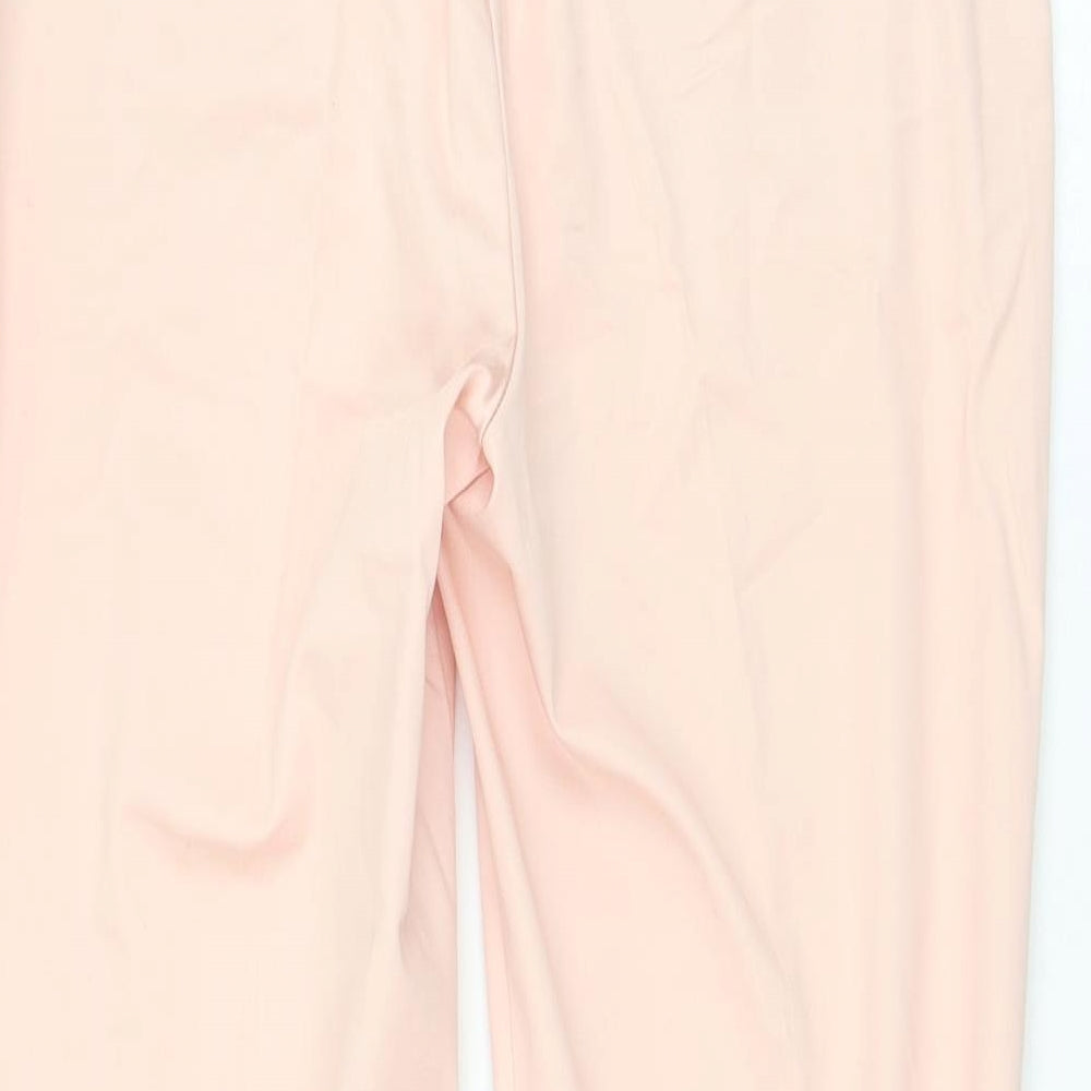Dunnes Stores Womens Pink Cotton Cropped Trousers Size 10 L22 in Regular Zip