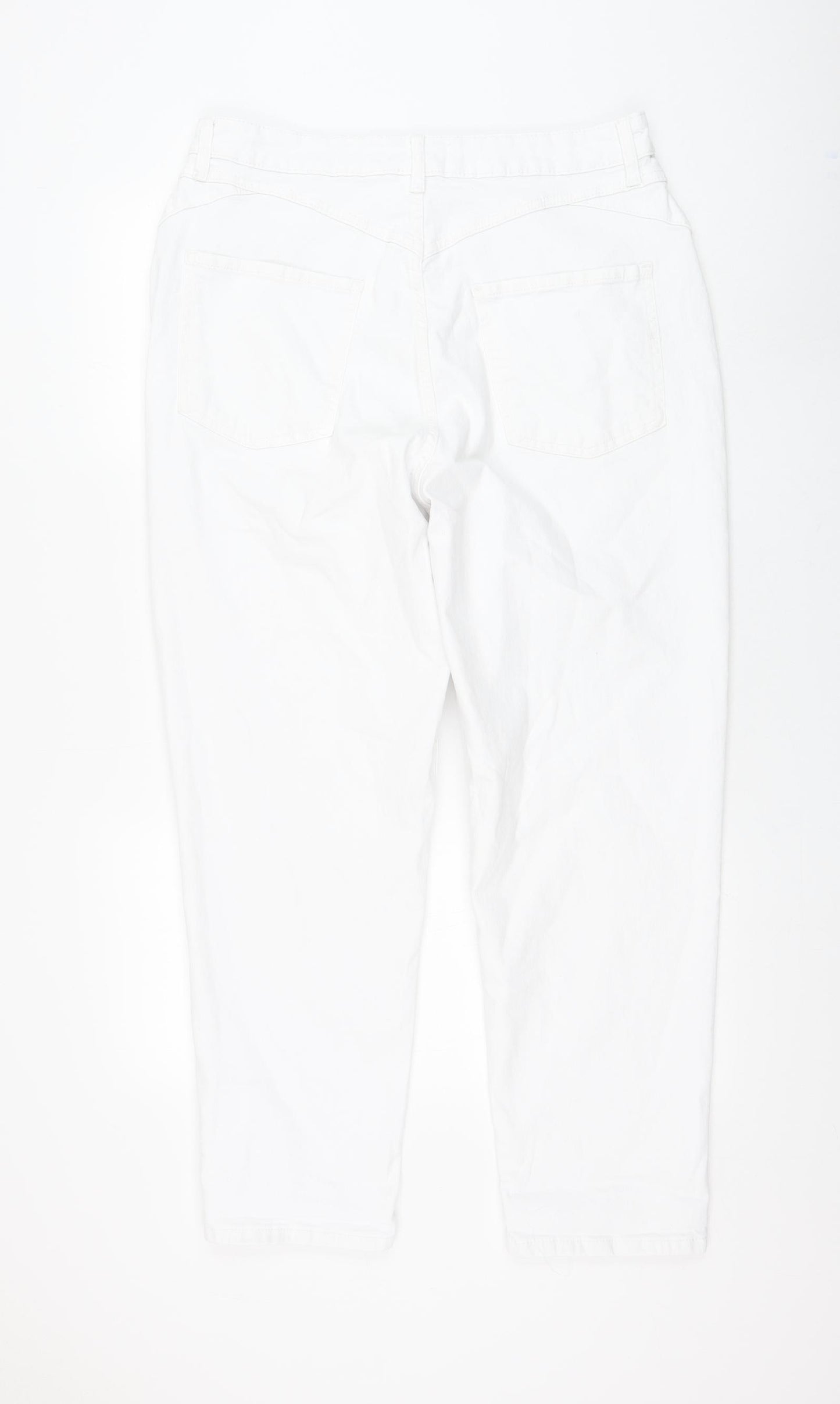 Primark Womens White Cotton Mom Jeans Size 16 L28 in Regular Zip