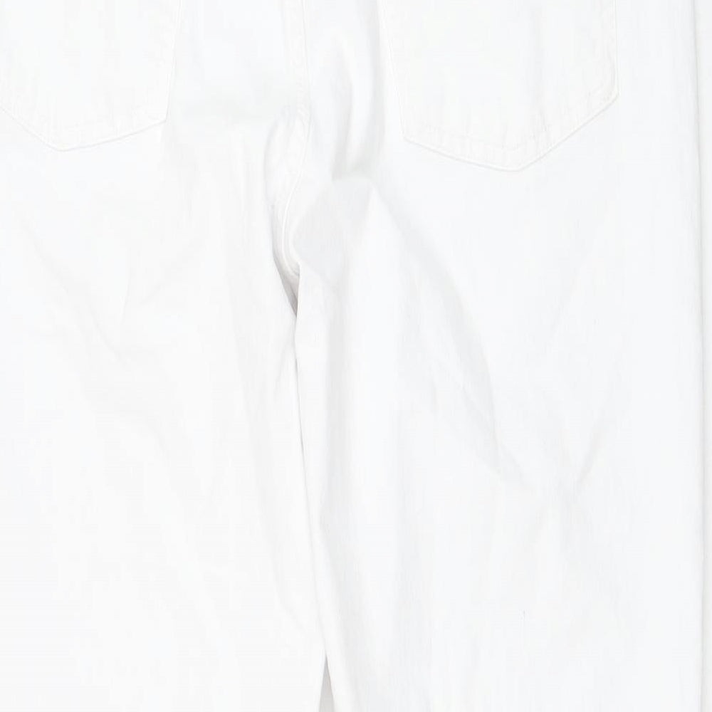 Primark Womens White Cotton Mom Jeans Size 16 L28 in Regular Zip