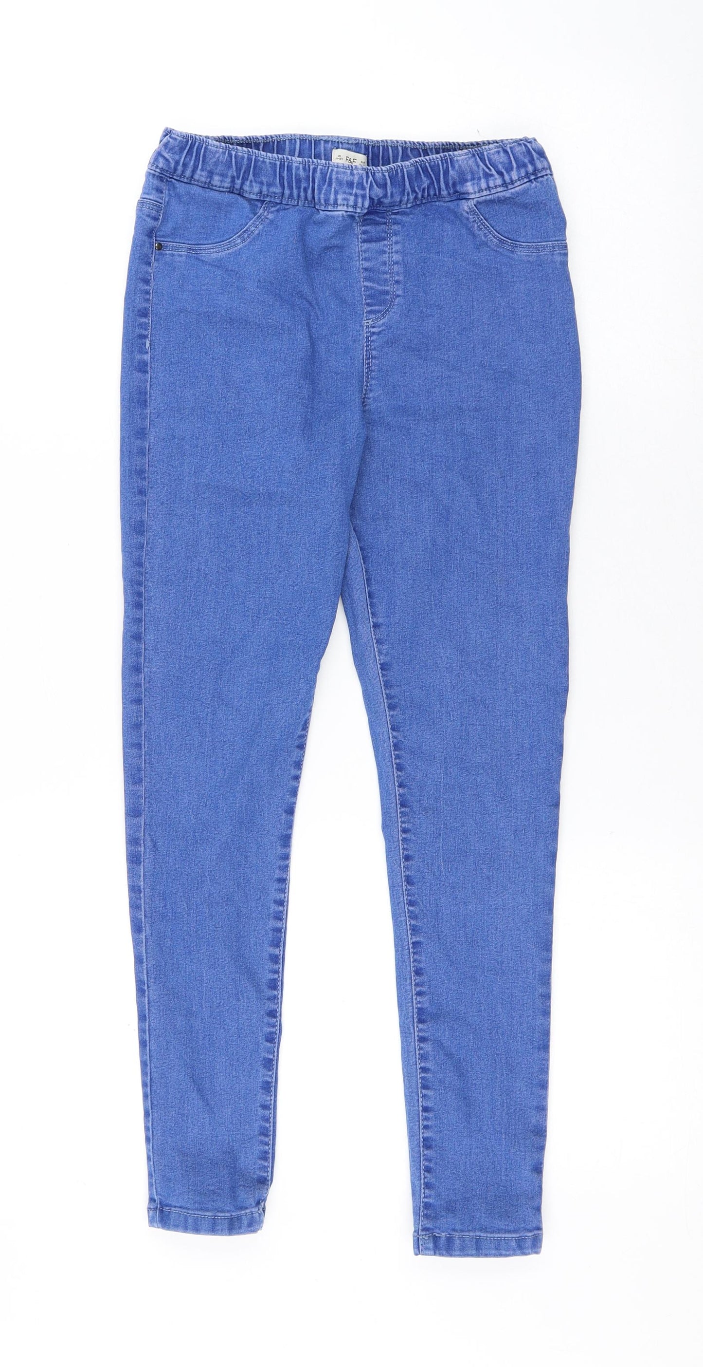 F&F Girls Blue Cotton Jegging Jeans Size 11-12 Years Regular