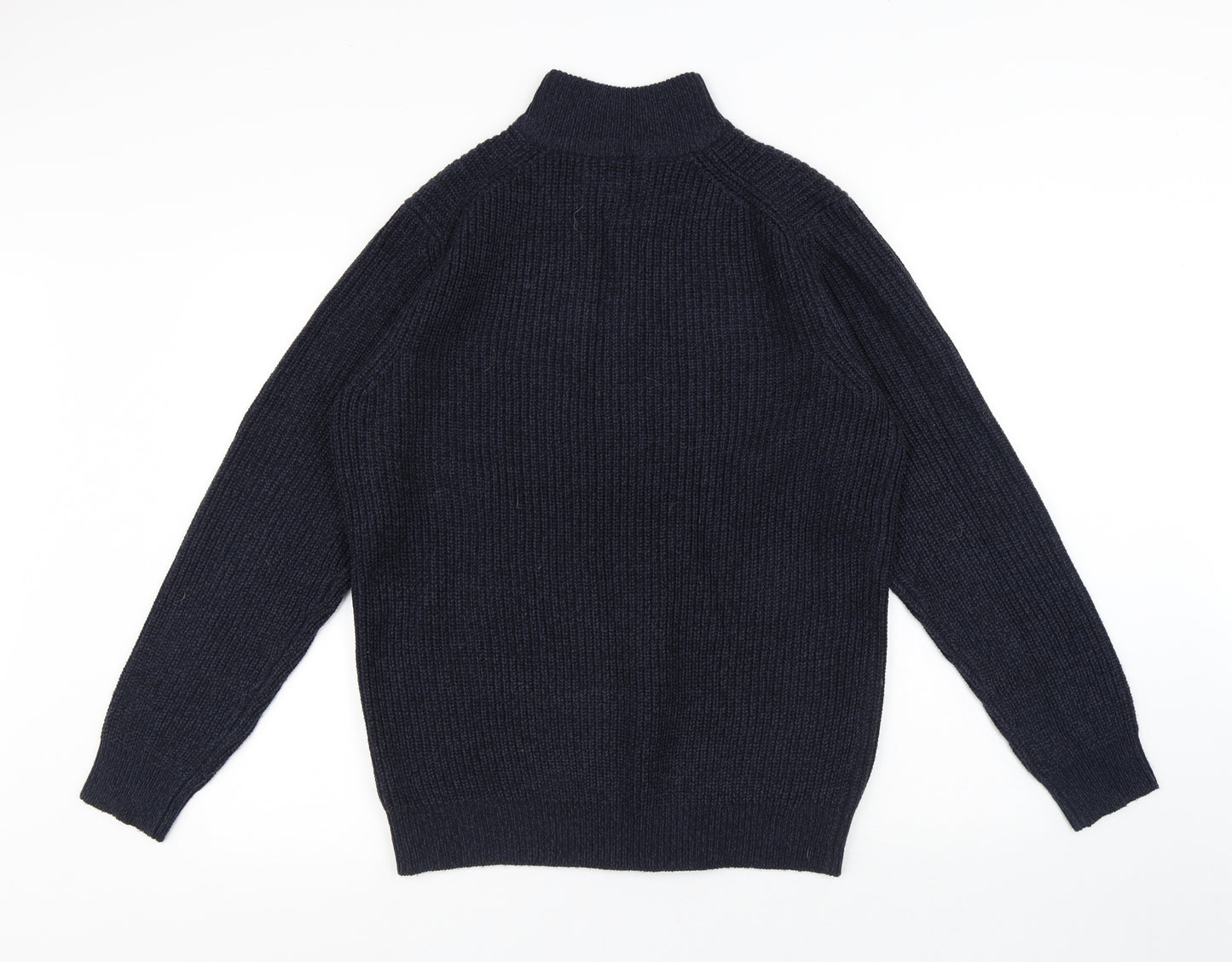 F&F Mens Blue High Neck Acrylic Pullover Jumper Size L