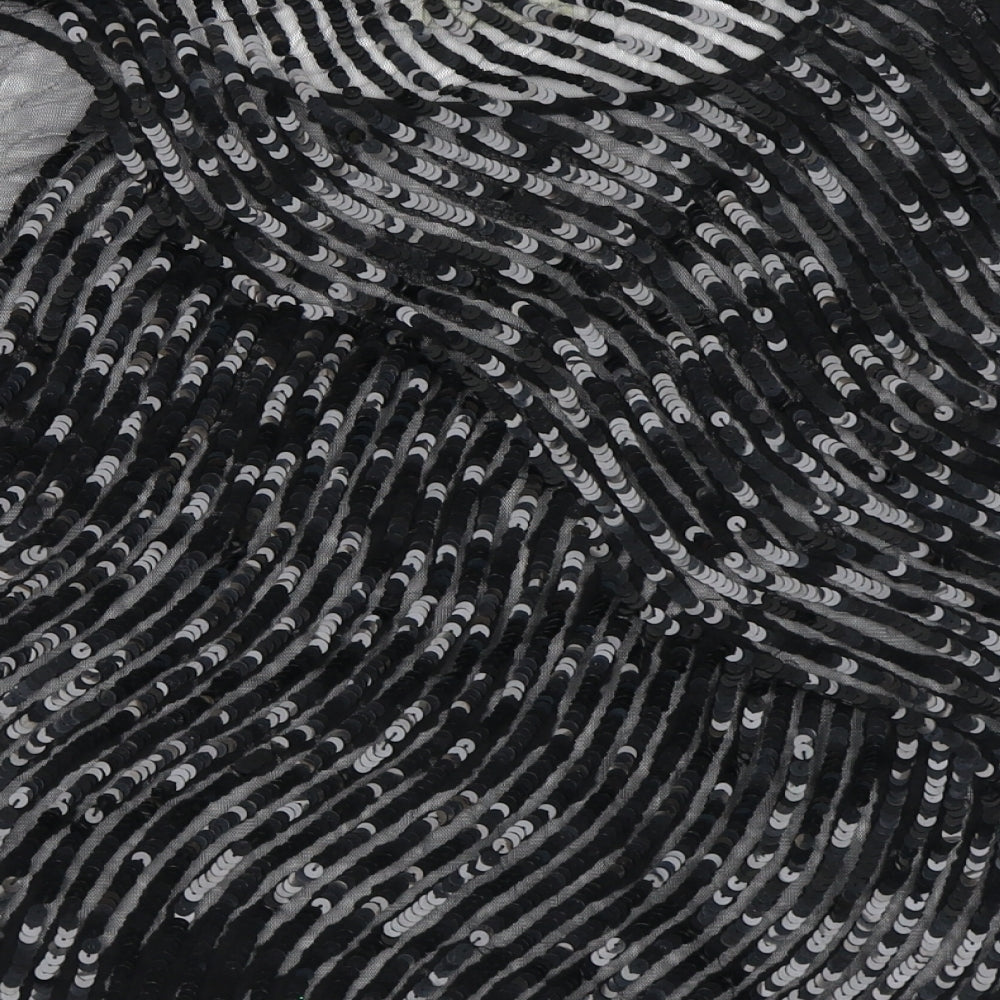 Central Park Womens Black Nylon Basic T-Shirt Size 8 Round Neck