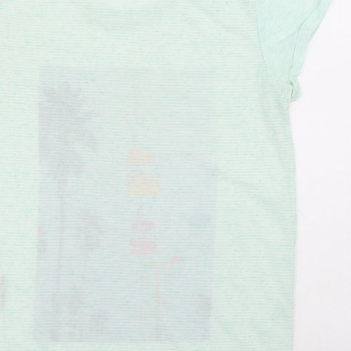 Maison Scotch Womens Multicoloured Striped Polyester Basic T-Shirt Size 4 Round Neck - Palm Trees