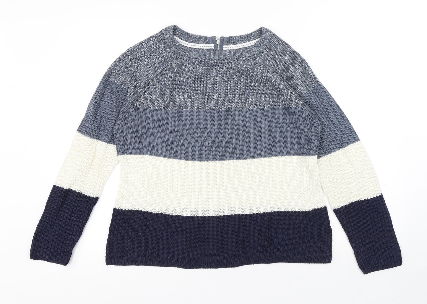 Papaya Mens Multicoloured Round Neck Striped Acrylic Pullover Jumper Size S
