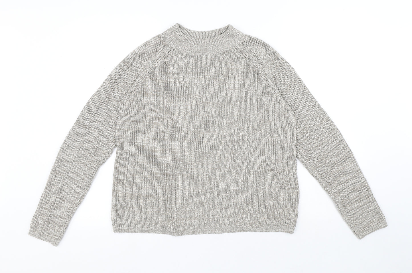 H&M Womens Beige Round Neck Acrylic Pullover Jumper Size S