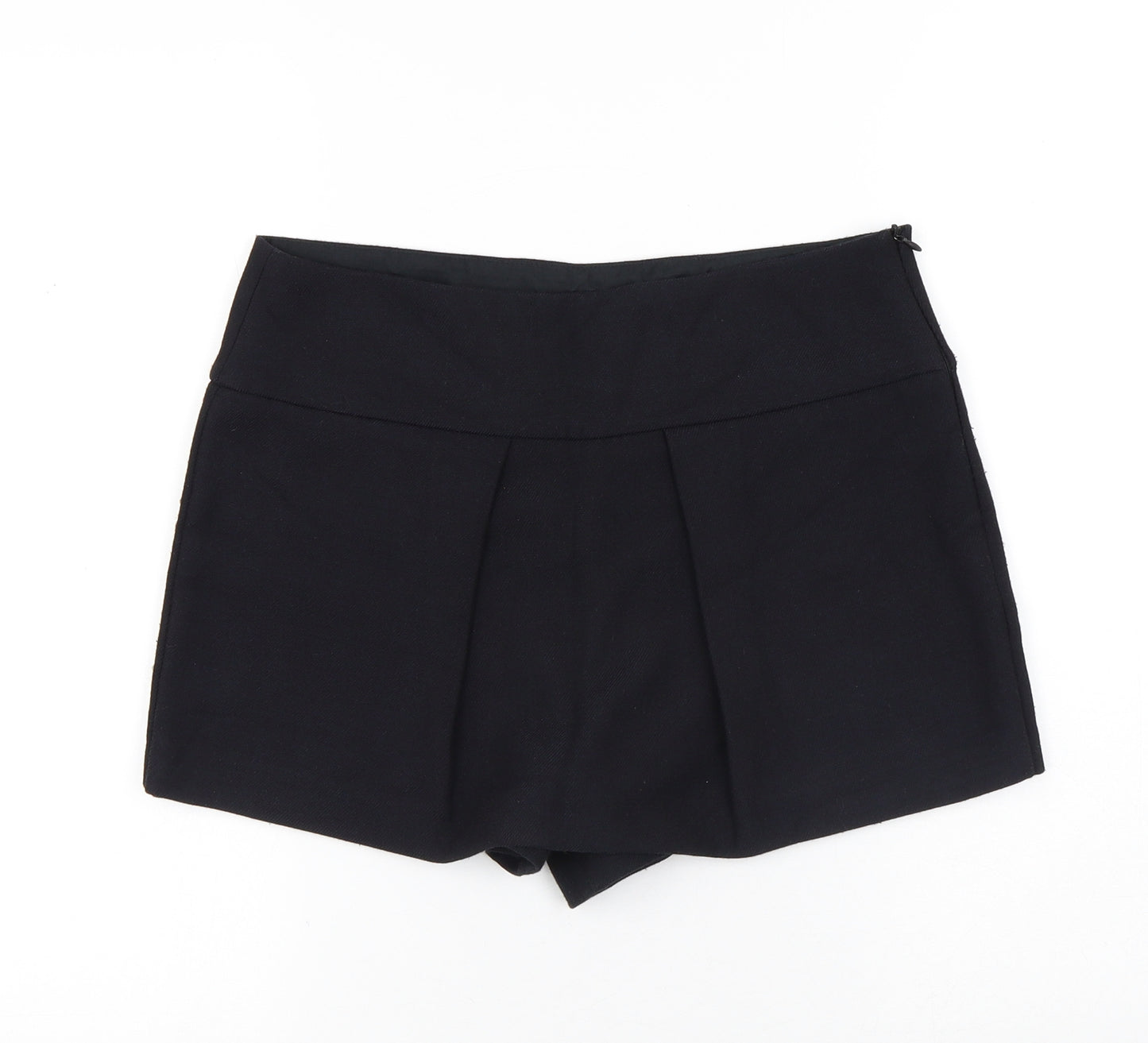 Zara Womens Black Polyester Mini Skort Size M Zip