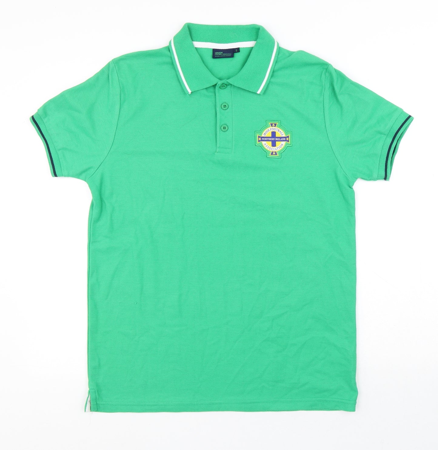 Irish Football Association Mens Green Polyester Polo Size S Collared Button - Ireland
