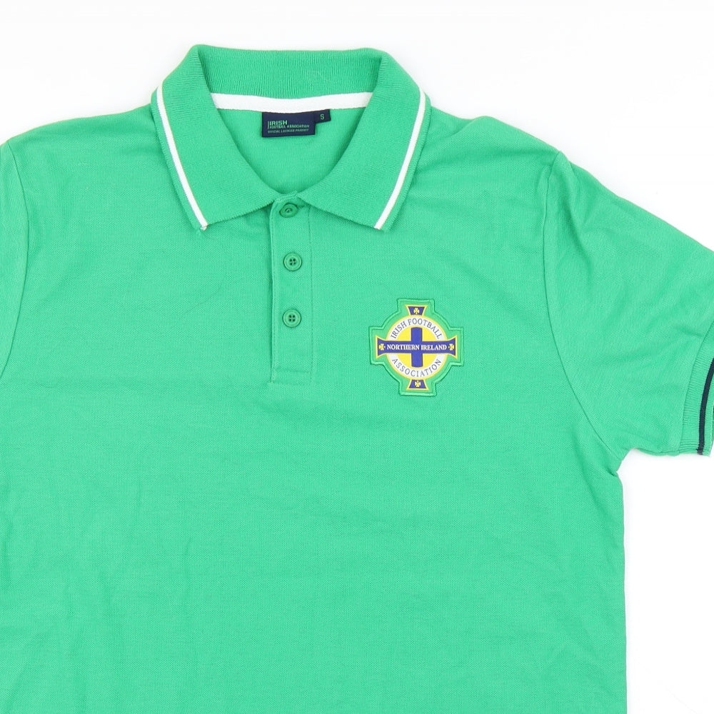 Irish Football Association Mens Green Polyester Polo Size S Collared Button - Ireland