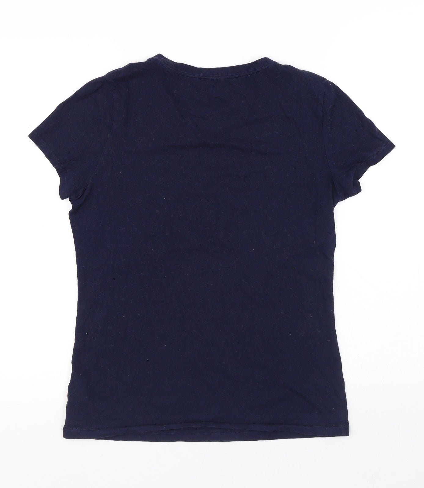 Gap Womens Blue Cotton Basic T-Shirt Size S Round Neck