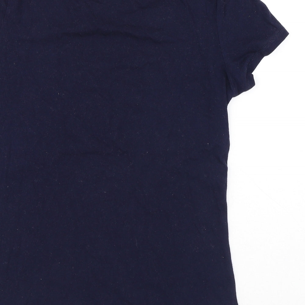 Gap Womens Blue Cotton Basic T-Shirt Size S Round Neck