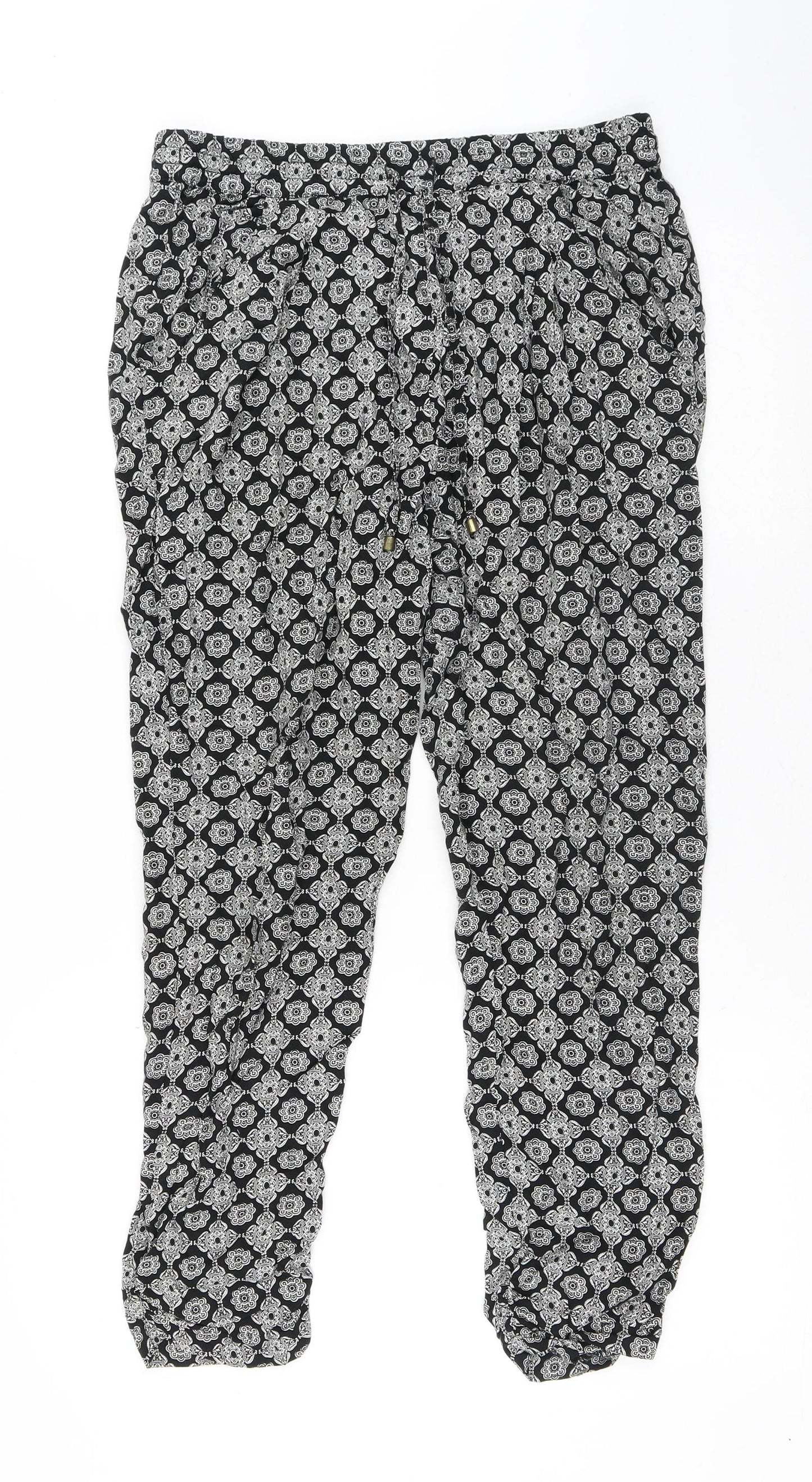 BAF Womens Multicoloured Geometric Viscose Trousers Size 10 L27 in Regular