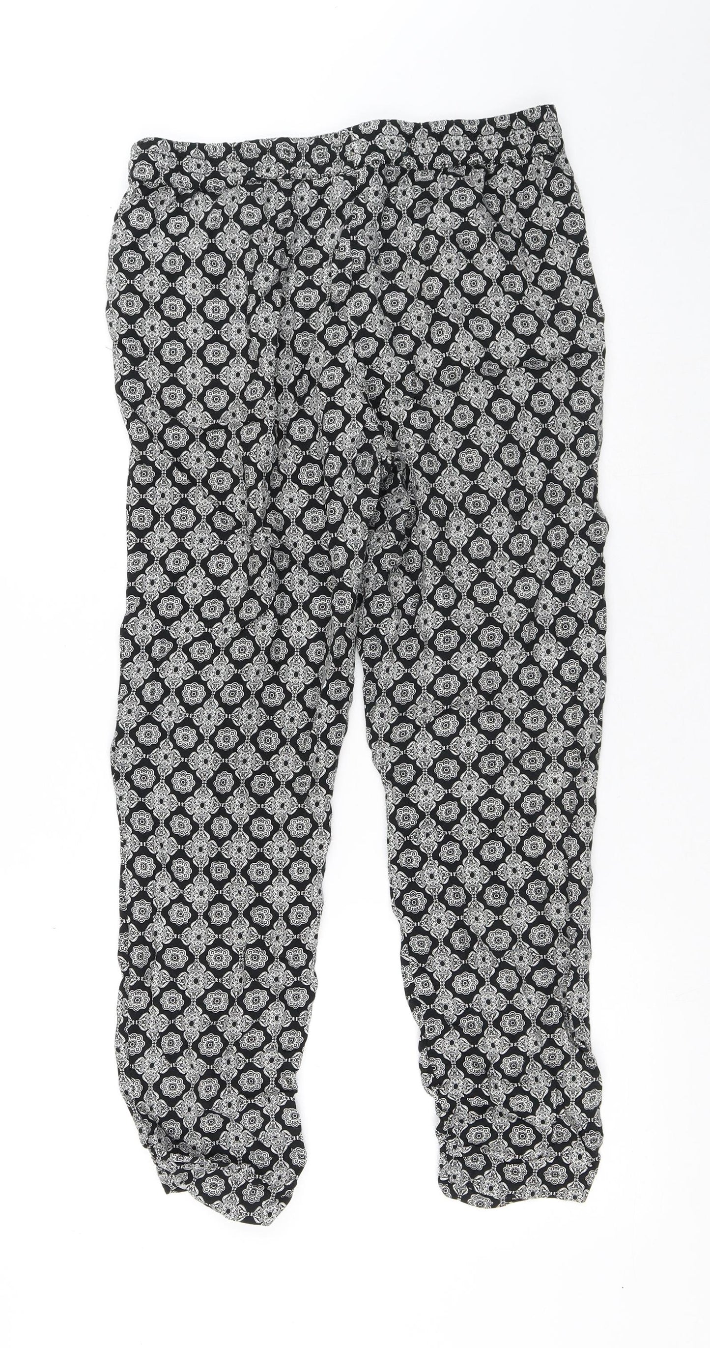 BAF Womens Multicoloured Geometric Viscose Trousers Size 10 L27 in Regular