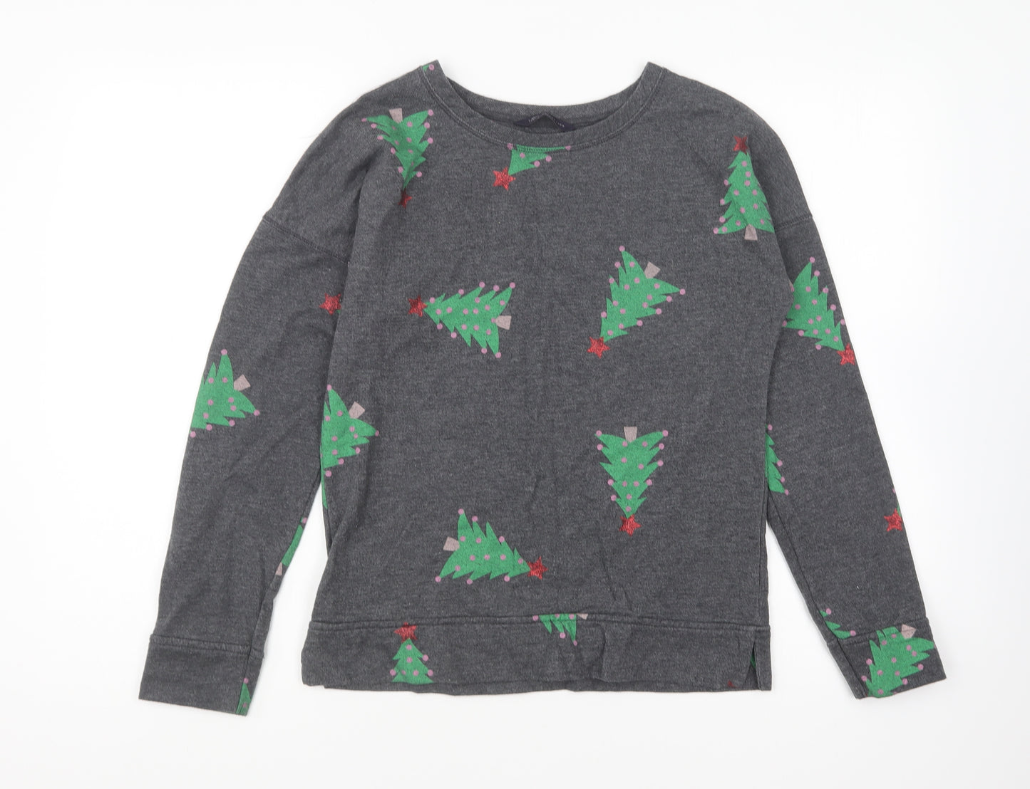 Marks and Spencer Womens Grey Geometric Polyester Pullover Sweatshirt Size 8 Pullover - Christmas Tree
