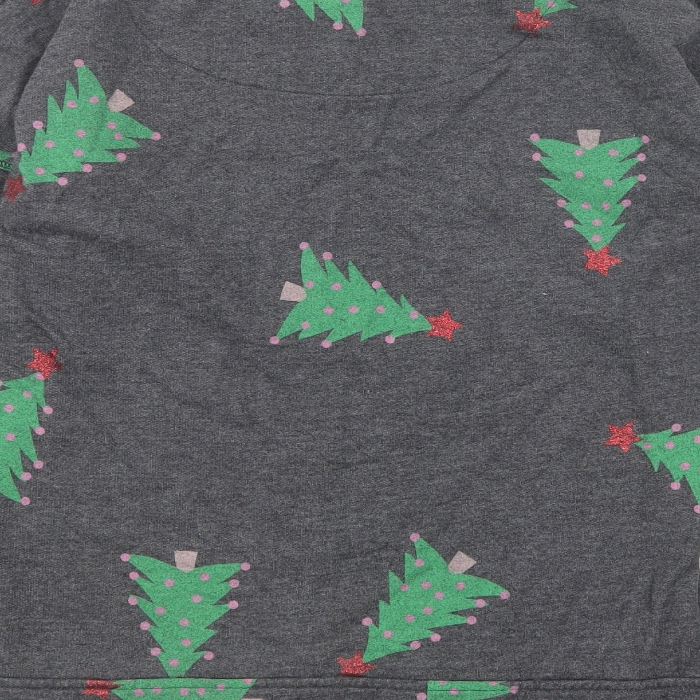 Marks and Spencer Womens Grey Geometric Polyester Pullover Sweatshirt Size 8 Pullover - Christmas Tree
