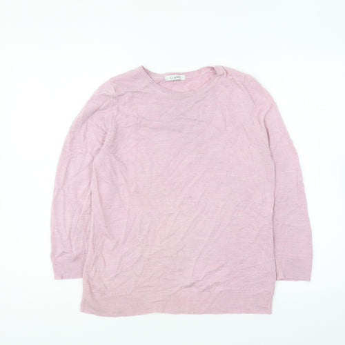 Marks and Spencer Womens Pink Round Neck Acrylic Pullover Jumper Size 14