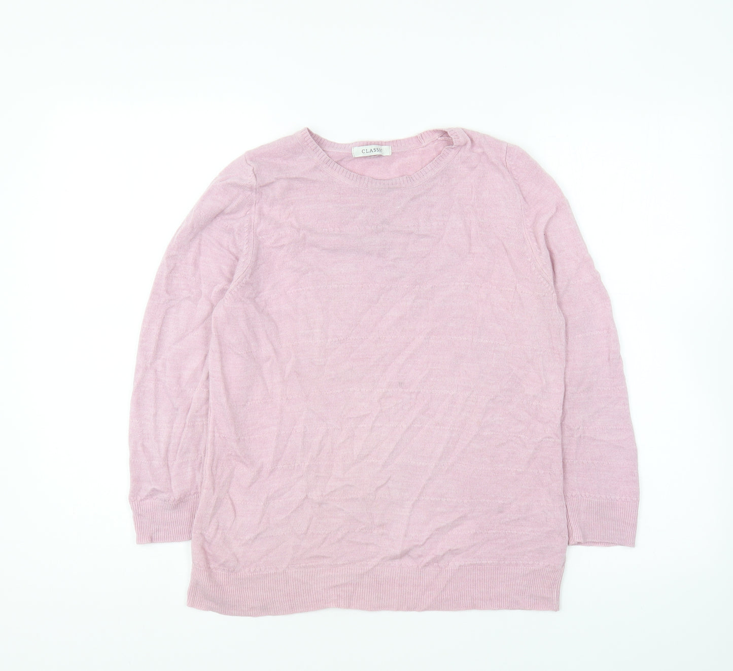Marks and Spencer Womens Pink Round Neck Acrylic Pullover Jumper Size 14