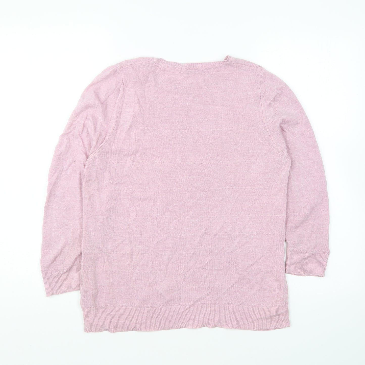 Marks and Spencer Womens Pink Round Neck Acrylic Pullover Jumper Size 14