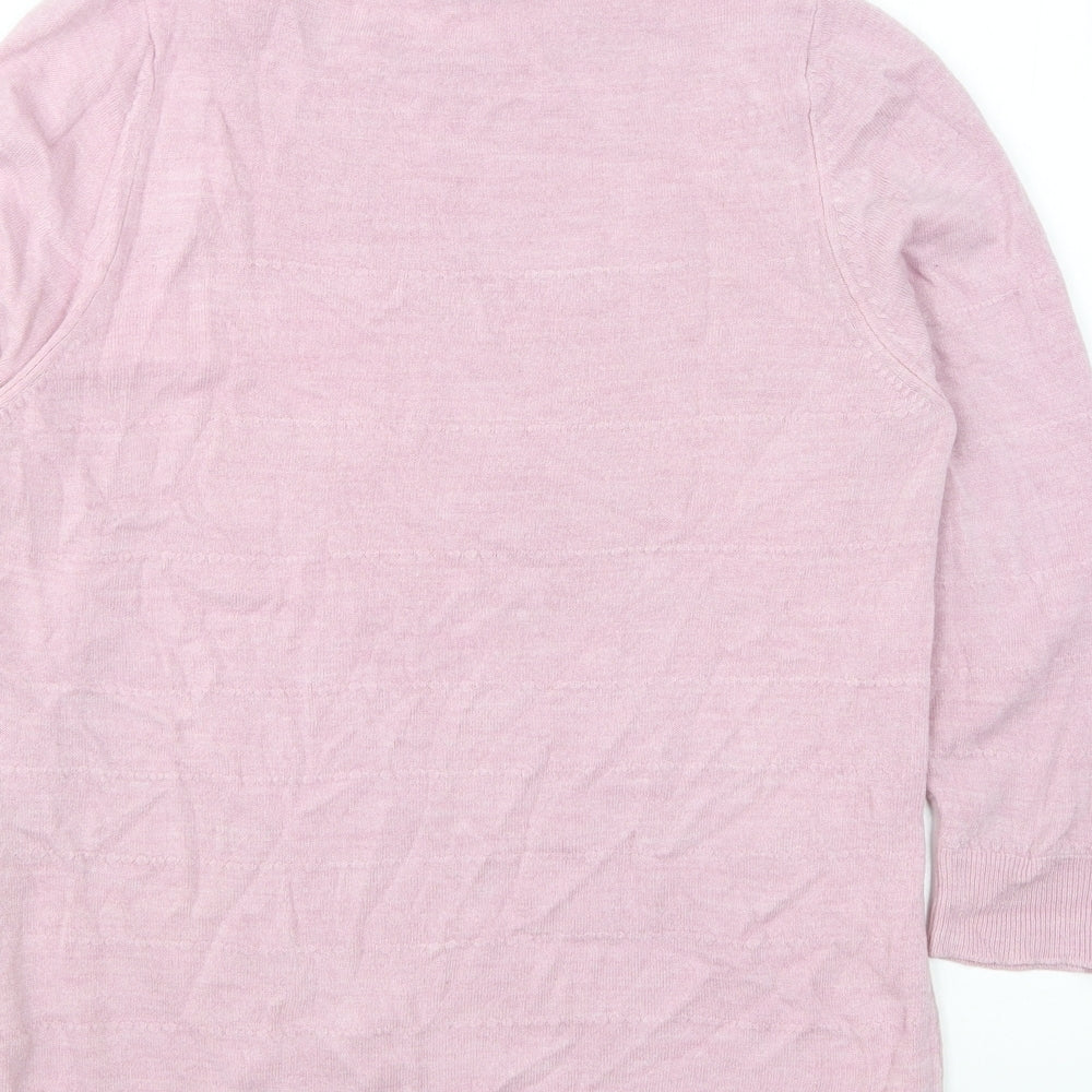 Marks and Spencer Womens Pink Round Neck Acrylic Pullover Jumper Size 14