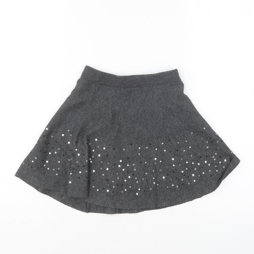 Primark Girls Grey Polyester Skater Skirt Size 5-6 Years Regular Pull On