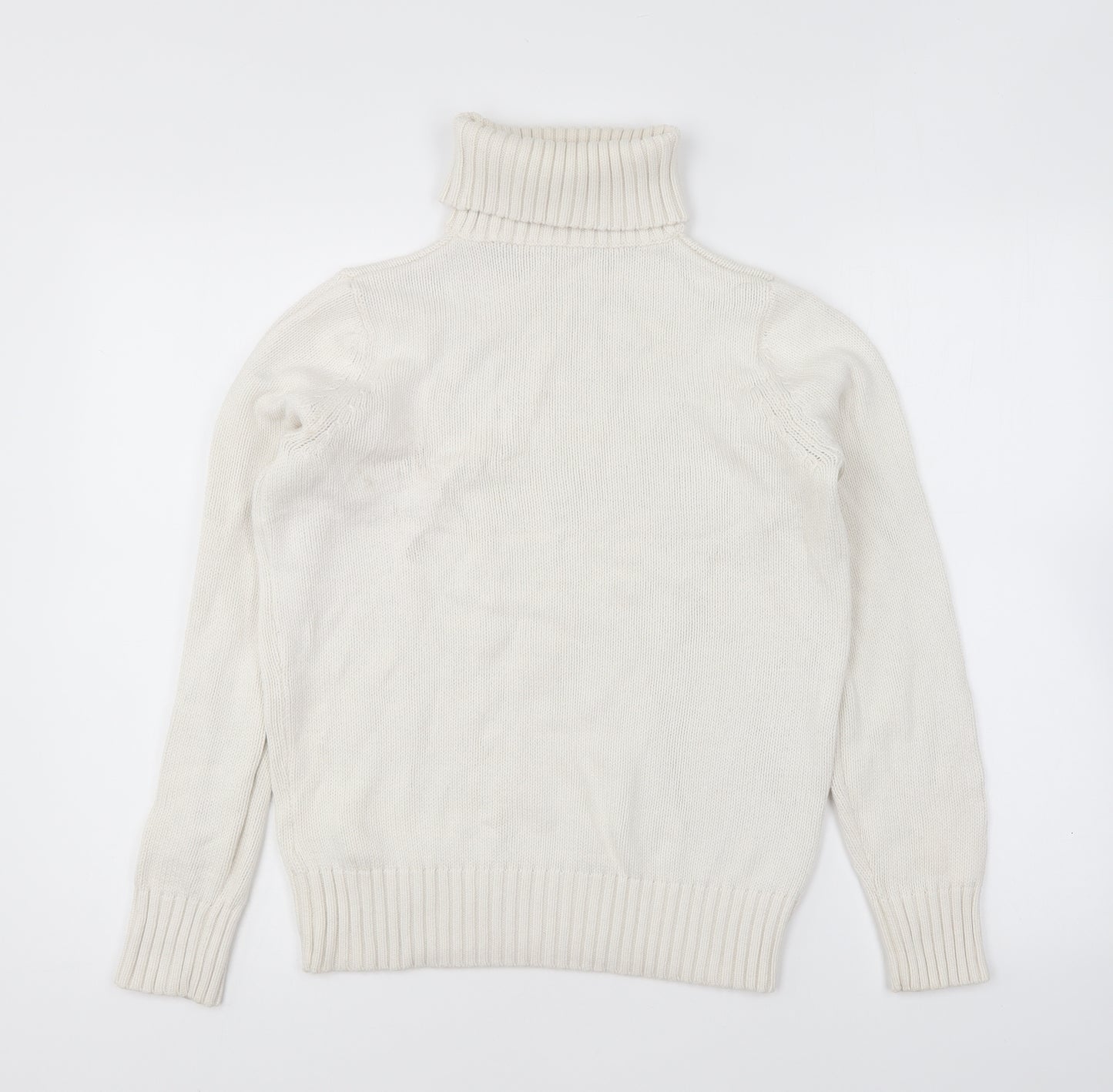 Marks and Spencer Womens Ivory Roll Neck Cotton Pullover Jumper Size 10