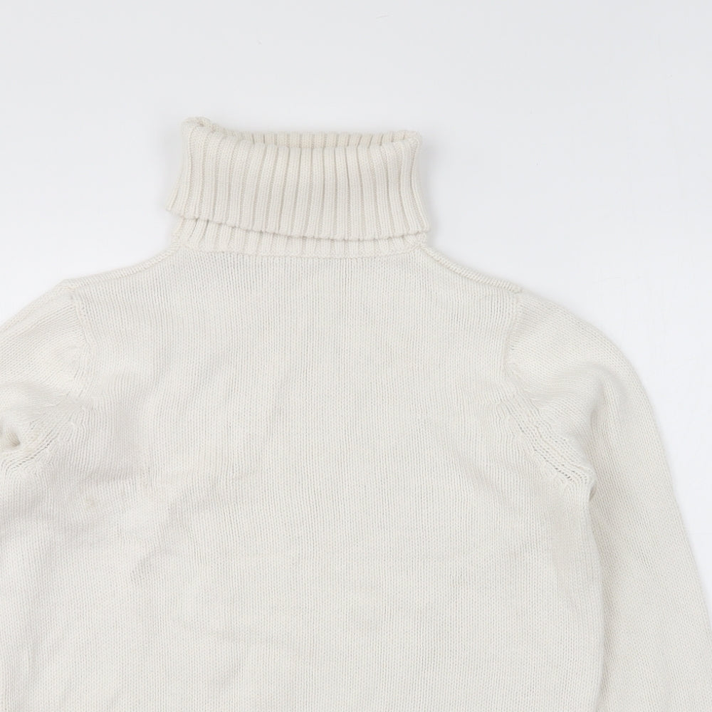 Marks and Spencer Womens Ivory Roll Neck Cotton Pullover Jumper Size 10