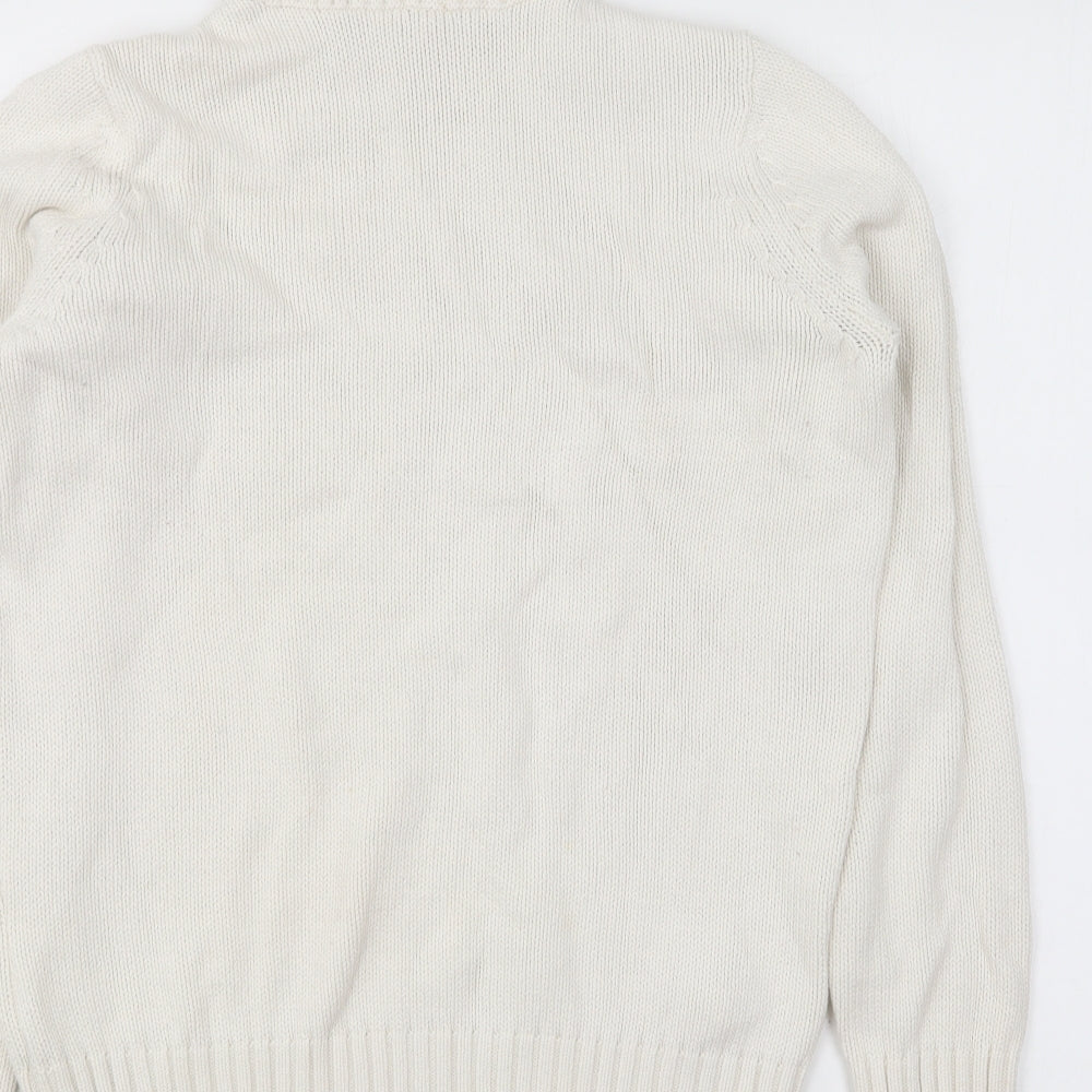Marks and Spencer Womens Ivory Roll Neck Cotton Pullover Jumper Size 10