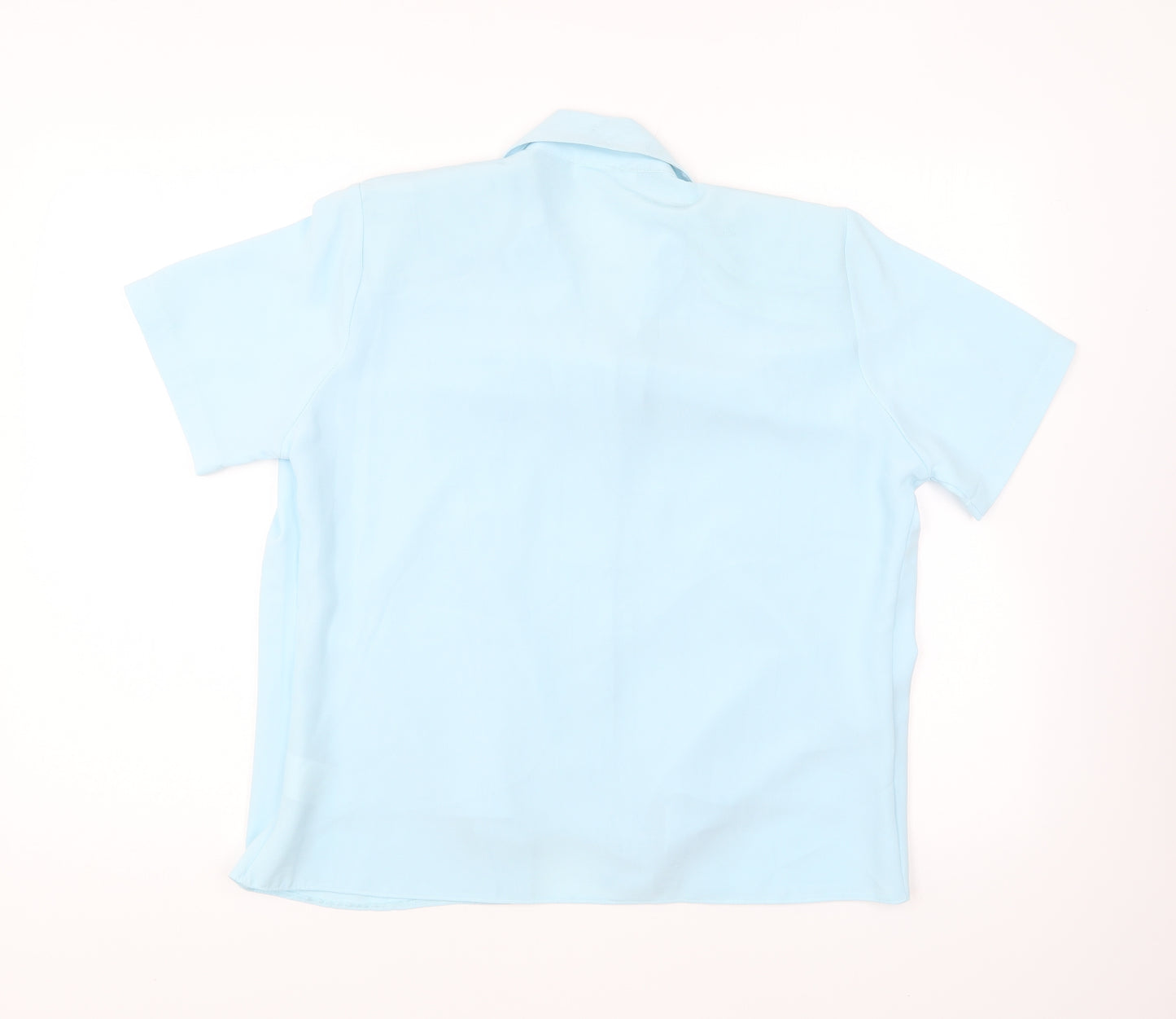 Tiffany Womens Blue Polyester Basic Button-Up Size 12 Collared