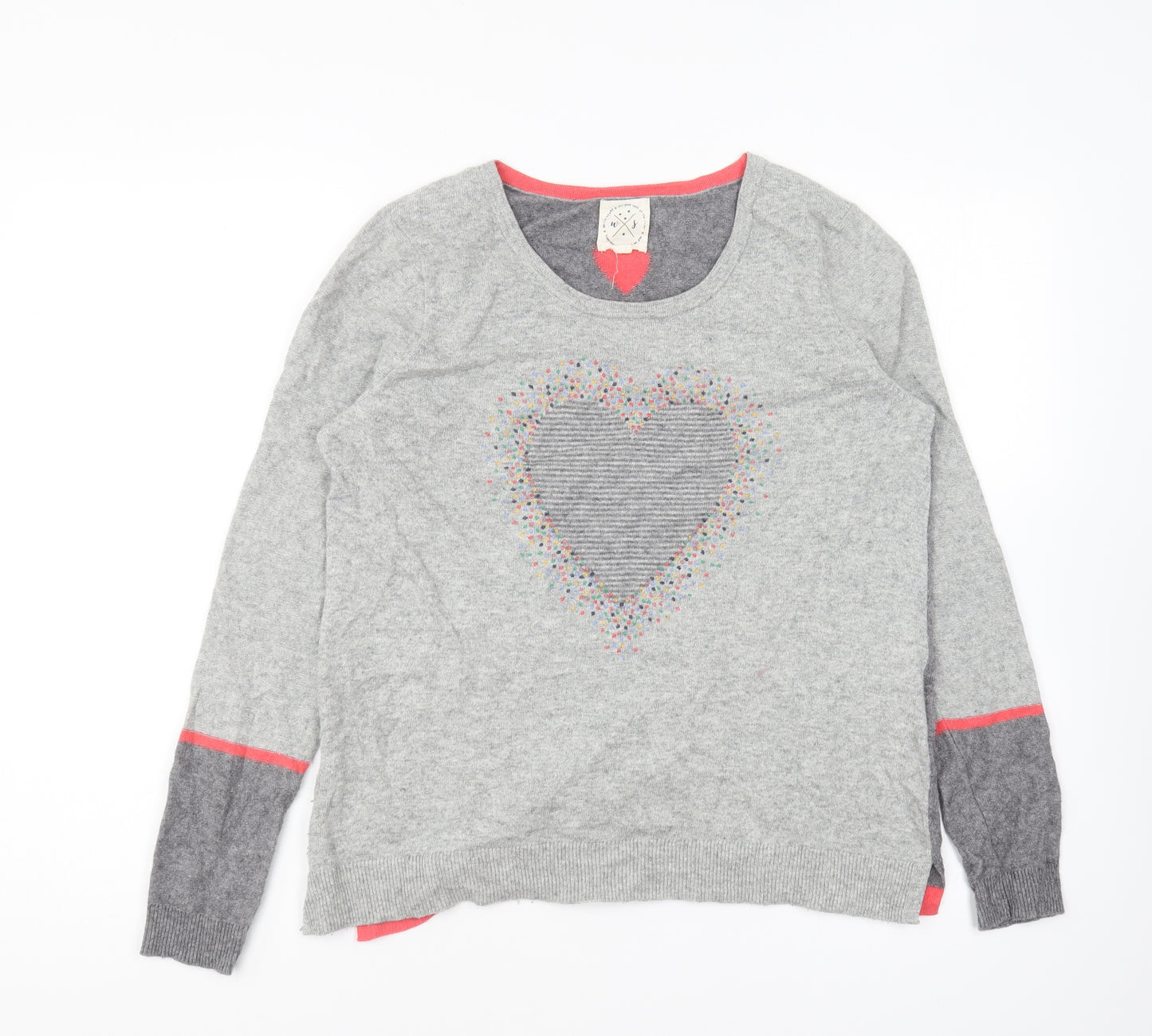 White Stuff Womens Grey Round Neck Cotton Pullover Jumper Size 10