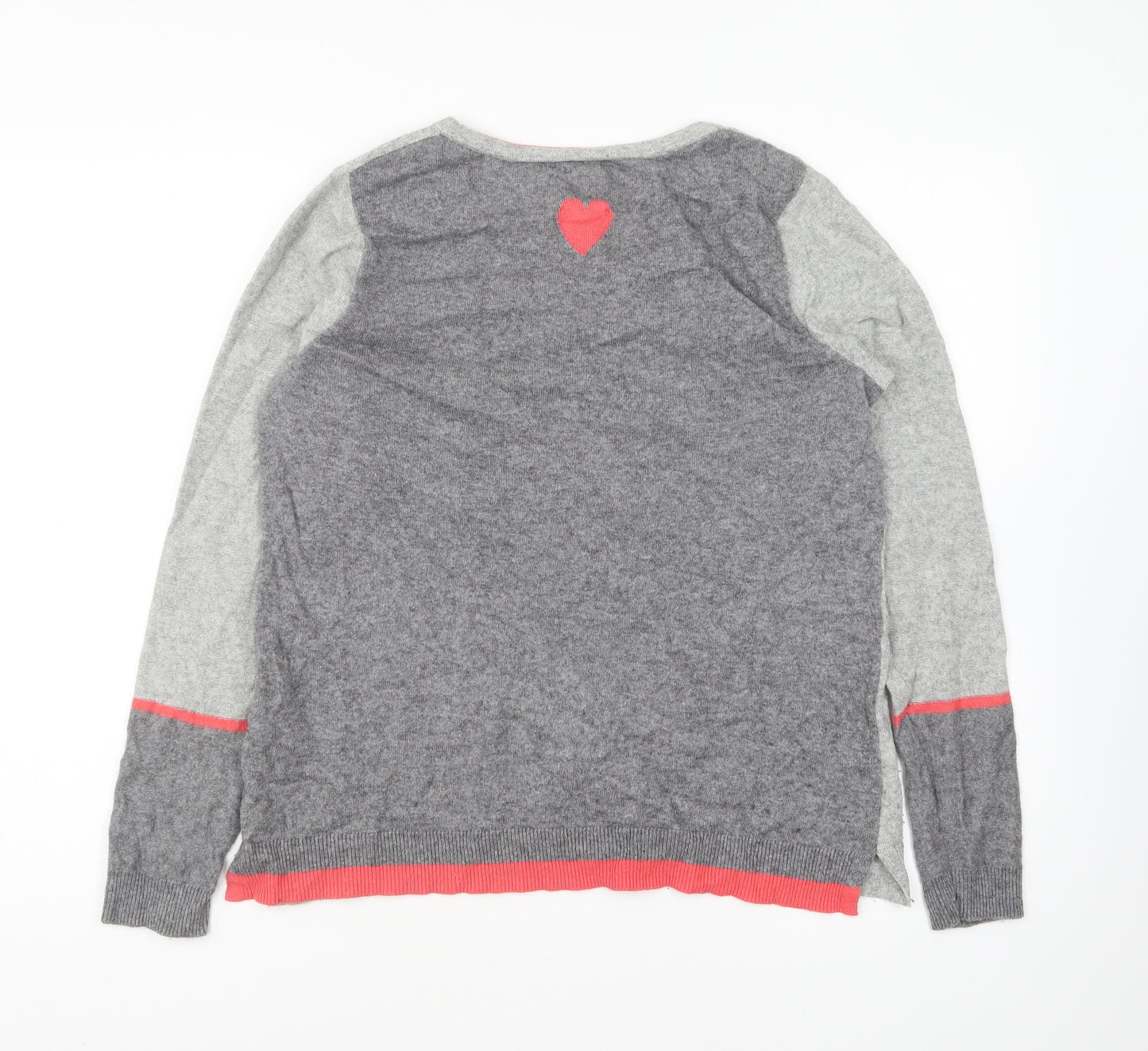 White Stuff Womens Grey Round Neck Cotton Pullover Jumper Size 10