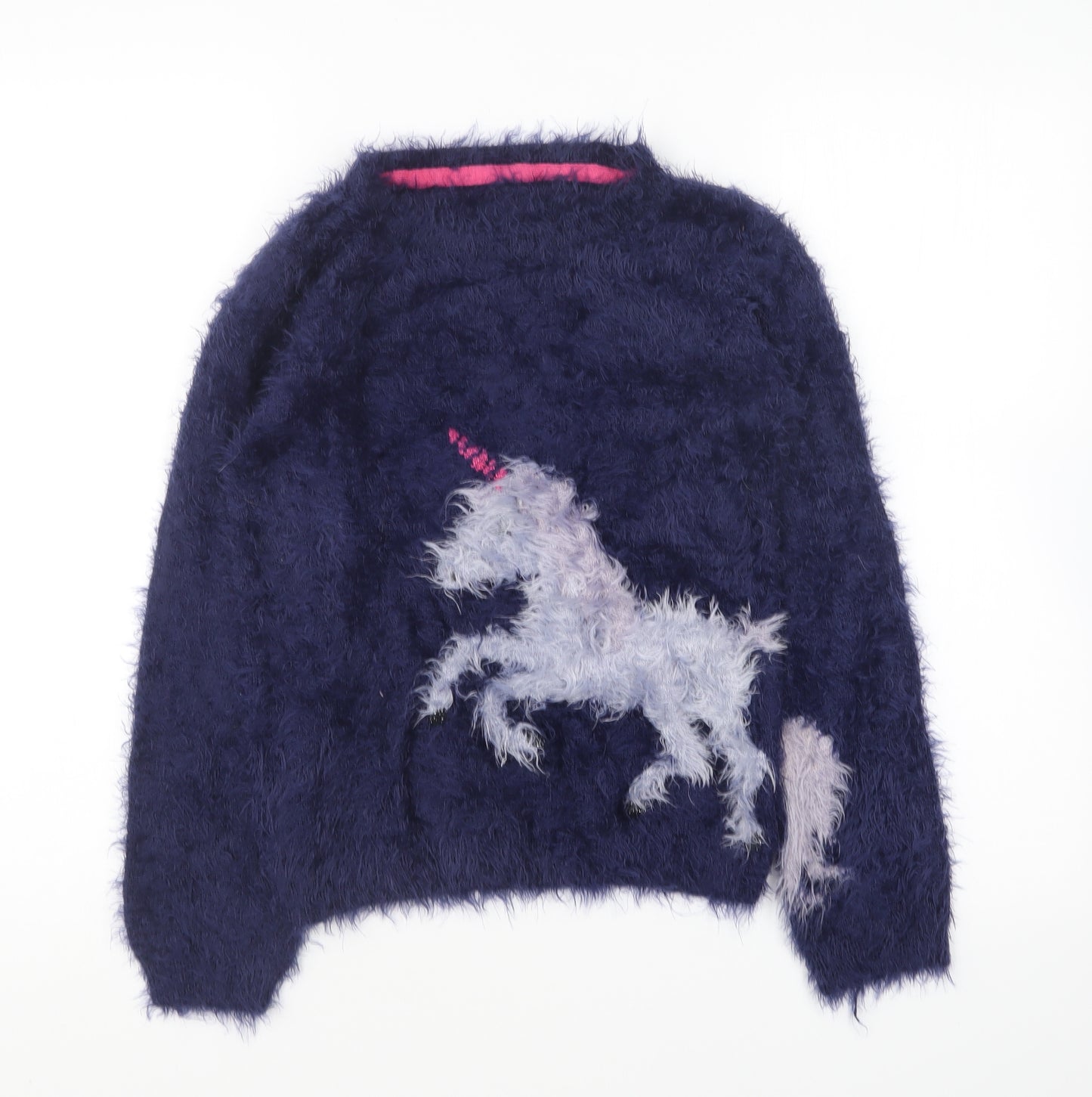 Nutmeg Girls Blue Round Neck Polyamide Pullover Jumper Size 12-13 Years Pullover - Unicorn