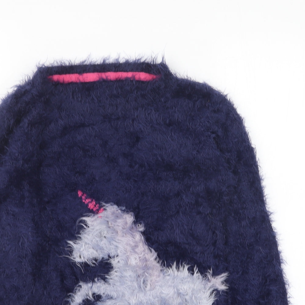 Nutmeg Girls Blue Round Neck Polyamide Pullover Jumper Size 12-13 Years Pullover - Unicorn