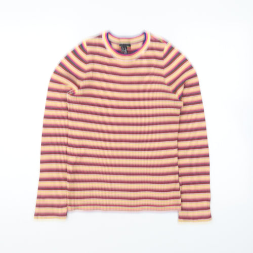 New Look Womens Multicoloured Round Neck Striped Polyester Pullover Jumper Size 12