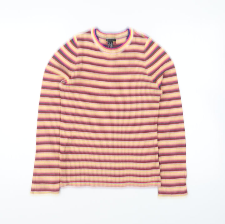 New Look Womens Multicoloured Round Neck Striped Polyester Pullover Jumper Size 12